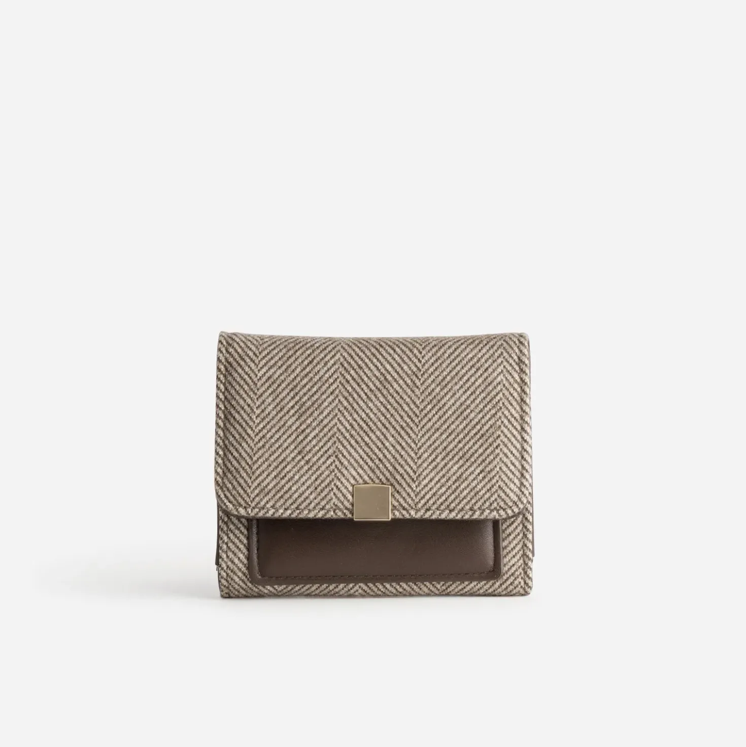 Porte-monnaie marron motif chevrons