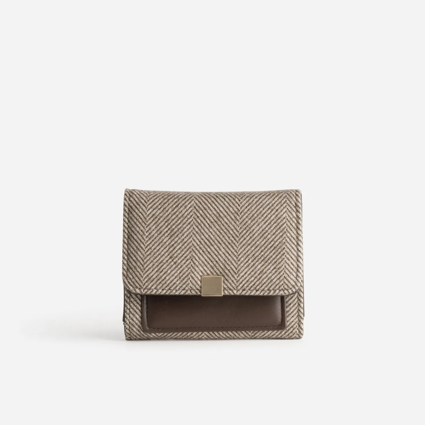 Porte-monnaie marron motif chevrons