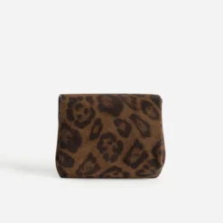 Porte-monnaie marron motif léopard 3 compartiments