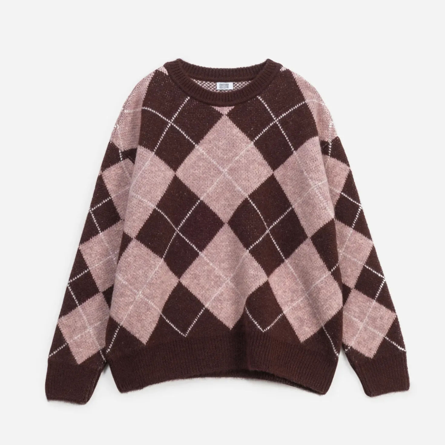 Pull ERAM WEAR bordeaux tricot motif losanges