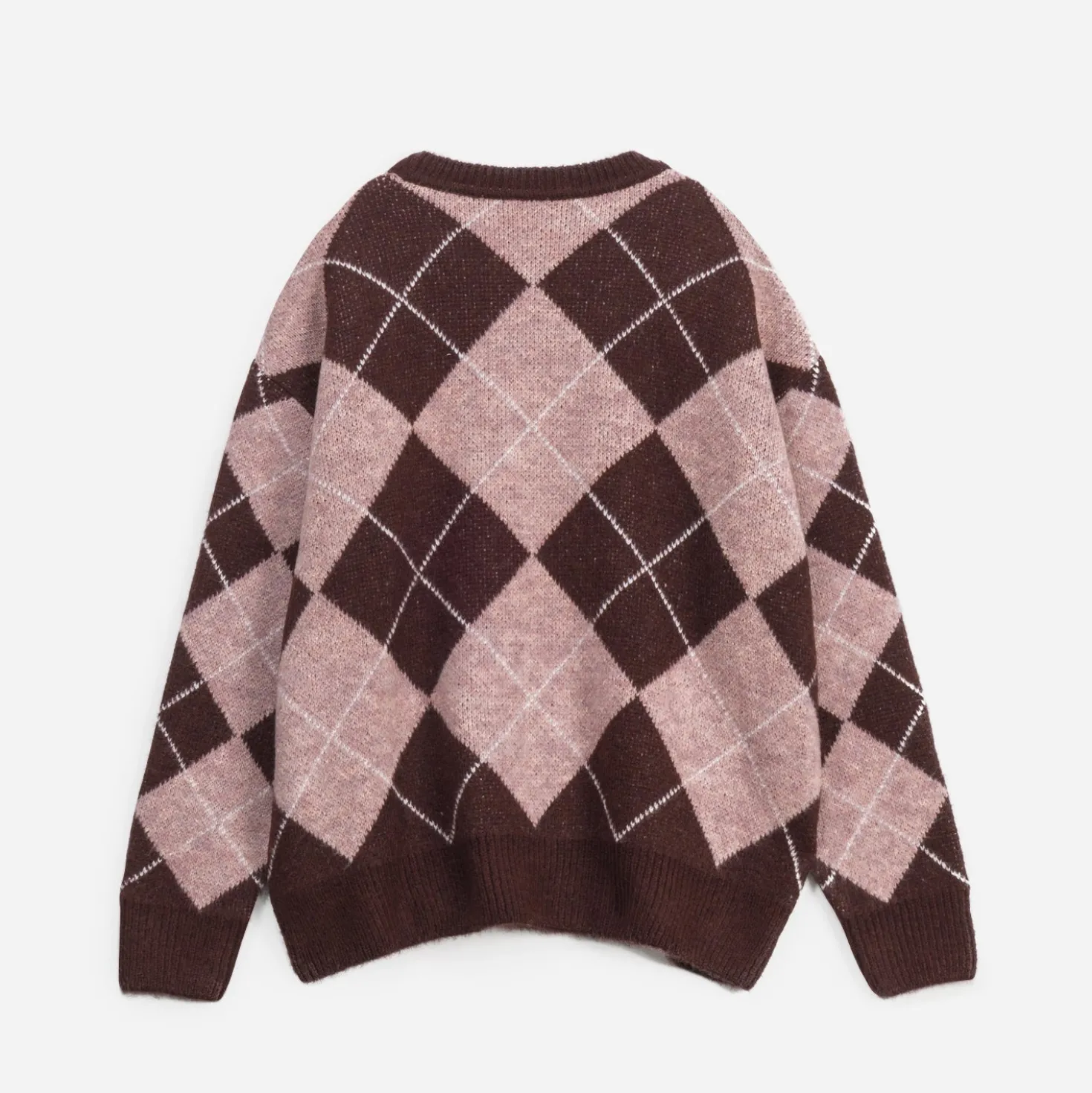 Pull ERAM WEAR bordeaux tricot motif losanges
