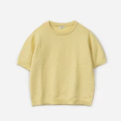 Pull jaune tricot manches courtes