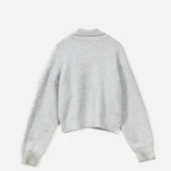 Pull TEXTO gris tricot boutons strass