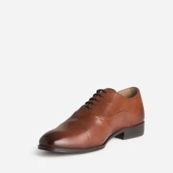 Richelieu cognac cuir bout droit