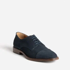 Richelieu en cuir velours bleu marine