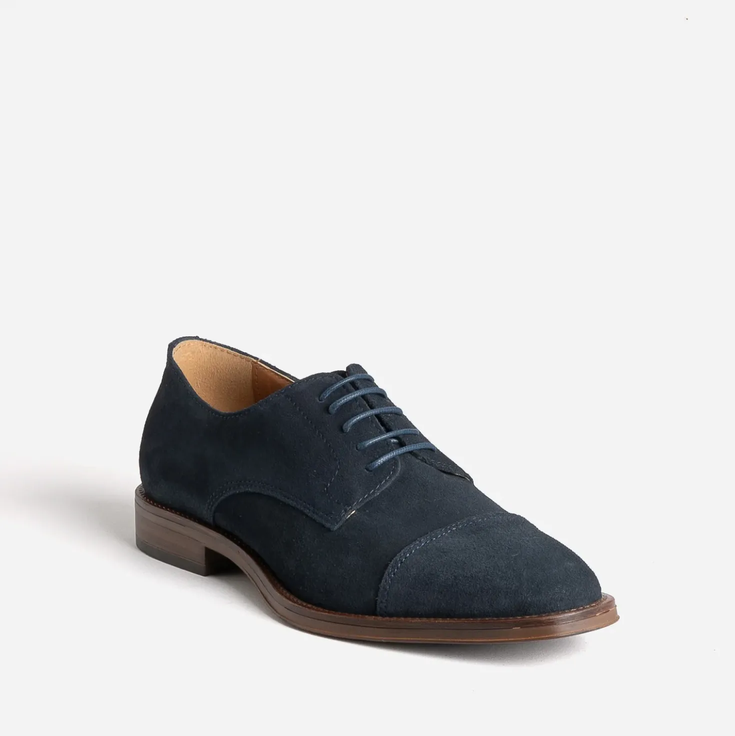 Richelieu en cuir velours bleu marine