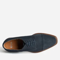 Richelieu en cuir velours bleu marine