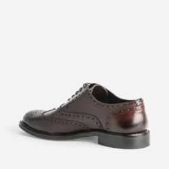 Richelieu marron cuir bout fleuri