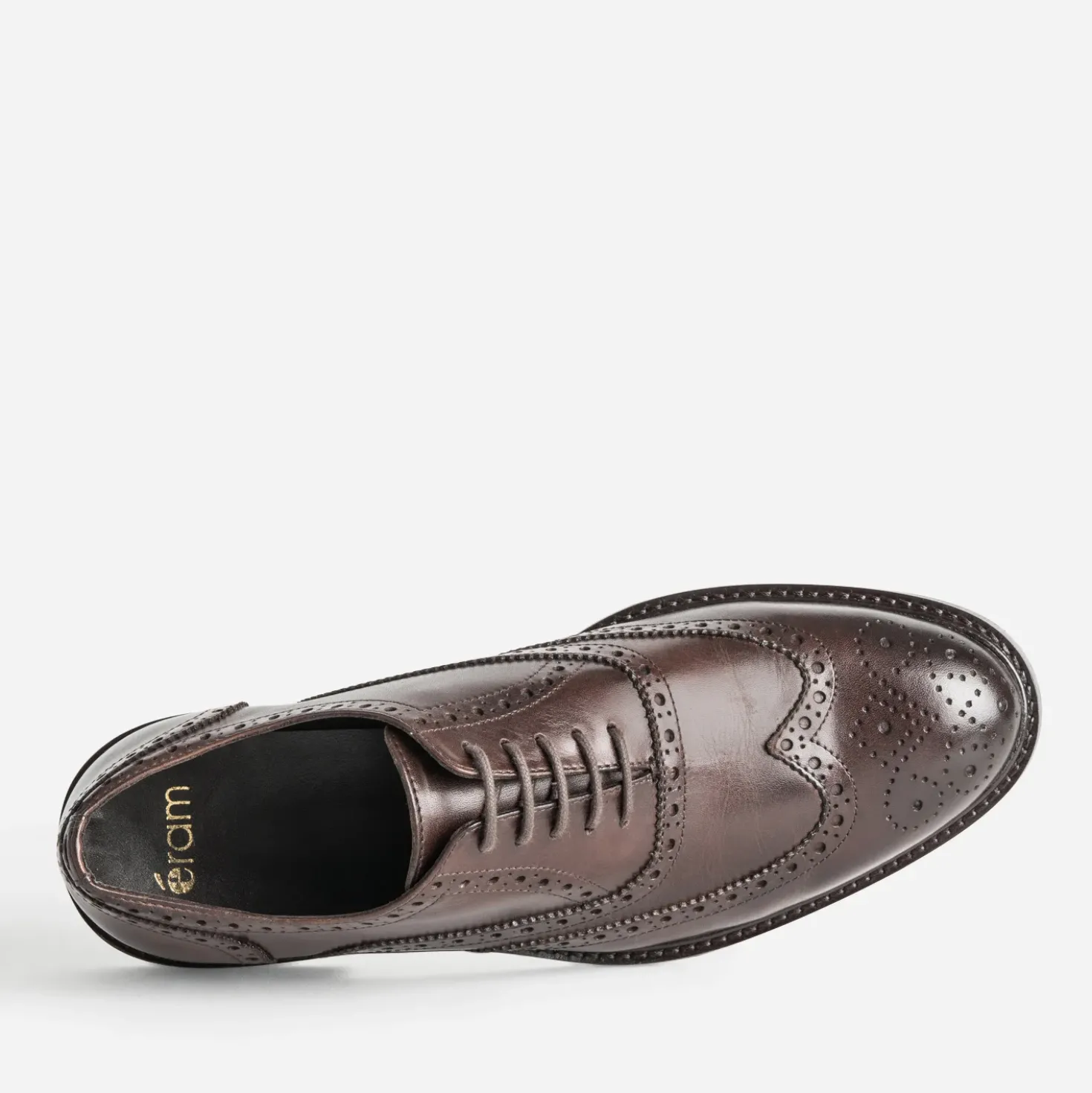 Richelieu marron cuir bout fleuri