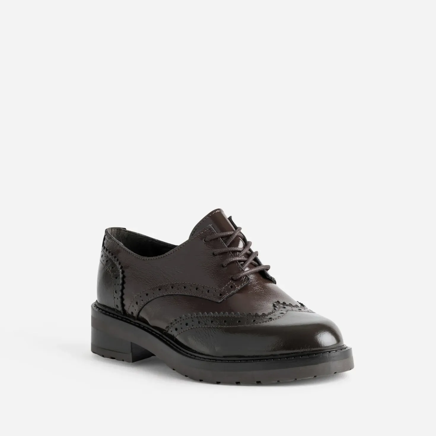 Richelieu marron cuir glacé bicolore