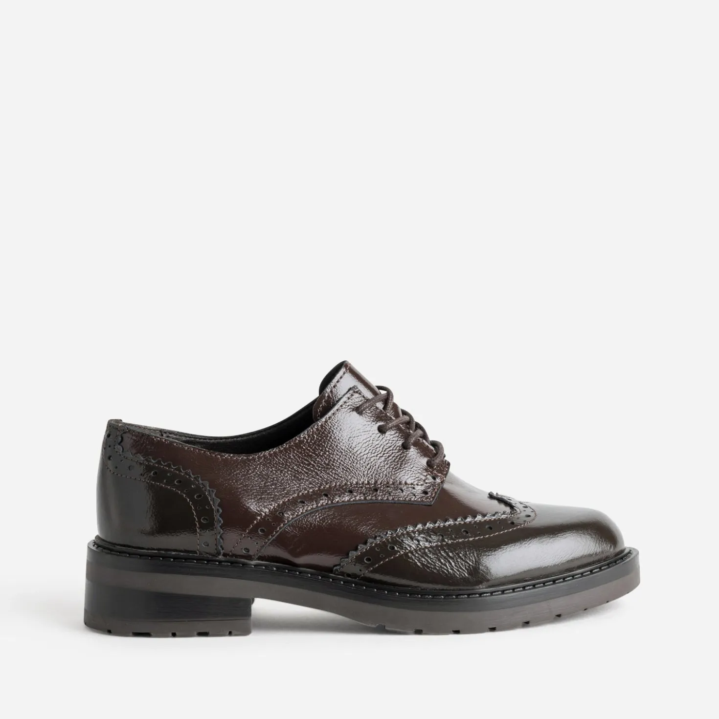 Richelieu marron cuir glacé bicolore