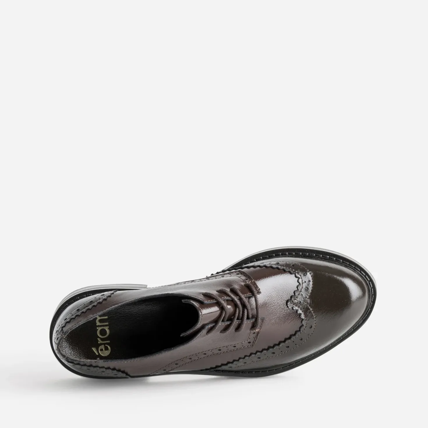 Richelieu marron cuir glacé bicolore
