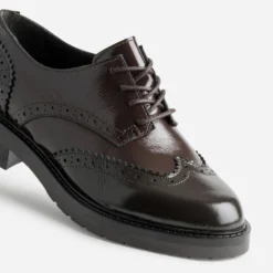 Richelieu marron cuir glacé bicolore