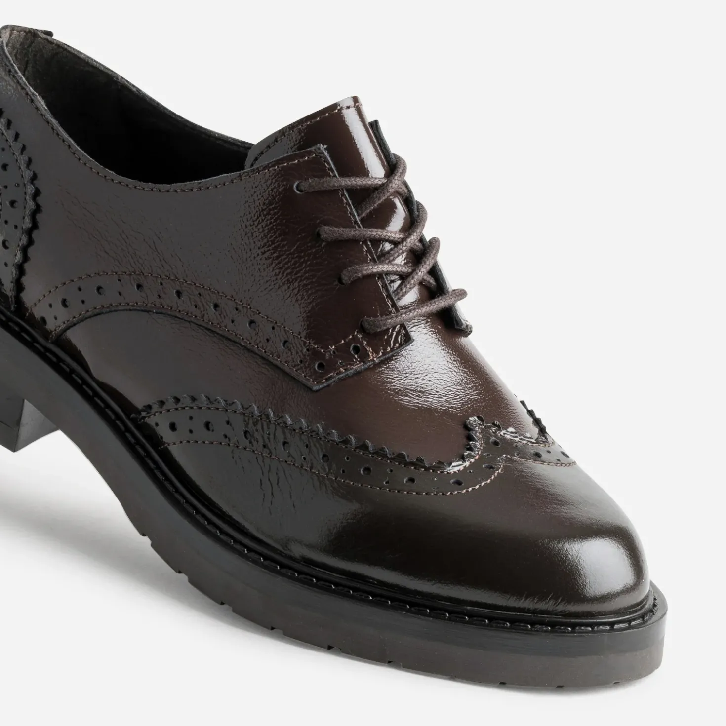 Richelieu marron cuir glacé bicolore