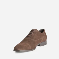 Richelieu marron cuir velours bout droit