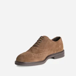 Richelieu taupe cuir velours bout fleuri