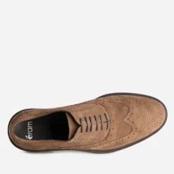 Richelieu taupe cuir velours bout fleuri