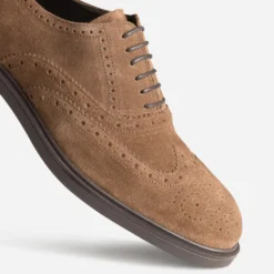 Richelieu taupe cuir velours bout fleuri