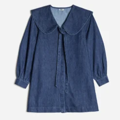 Robe en jean ERAM WEAR bleue col Claudine