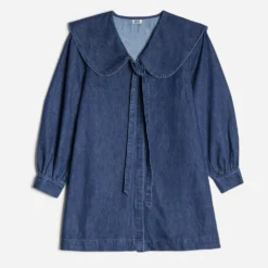 Robe en jean ERAM WEAR bleue col Claudine
