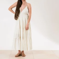 Robe fines bretelles TEXTO beige