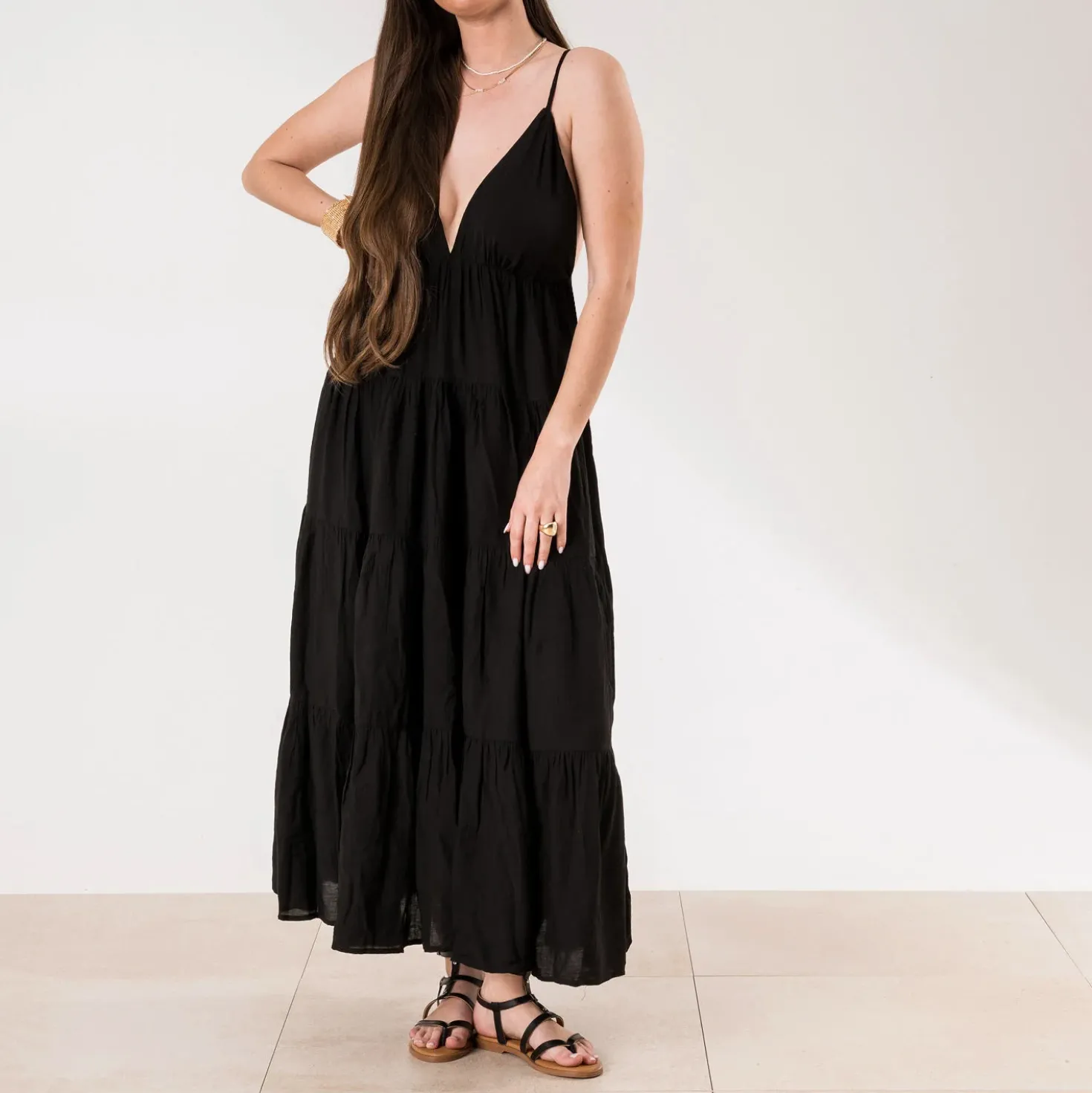 Robe fines bretelles TEXTO noire