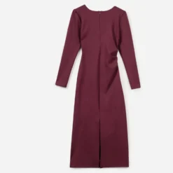 Robe longue TEXTO bordeaux plis côtés