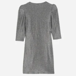 Robe TEXTO grise métallisée drapée