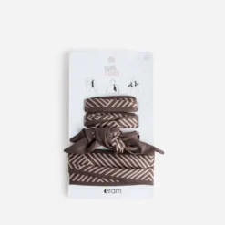 Rubans-foulards marron à motifs géométriques
