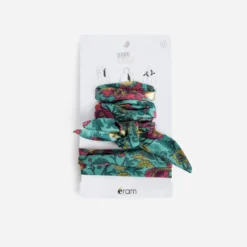Rubans-foulards vert motif floral