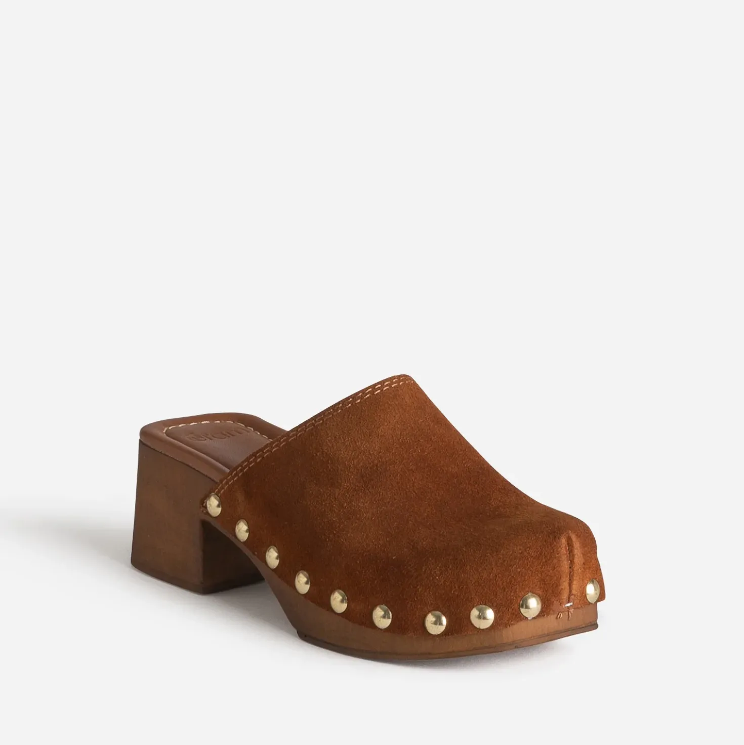 Sabot cognac cuir velours