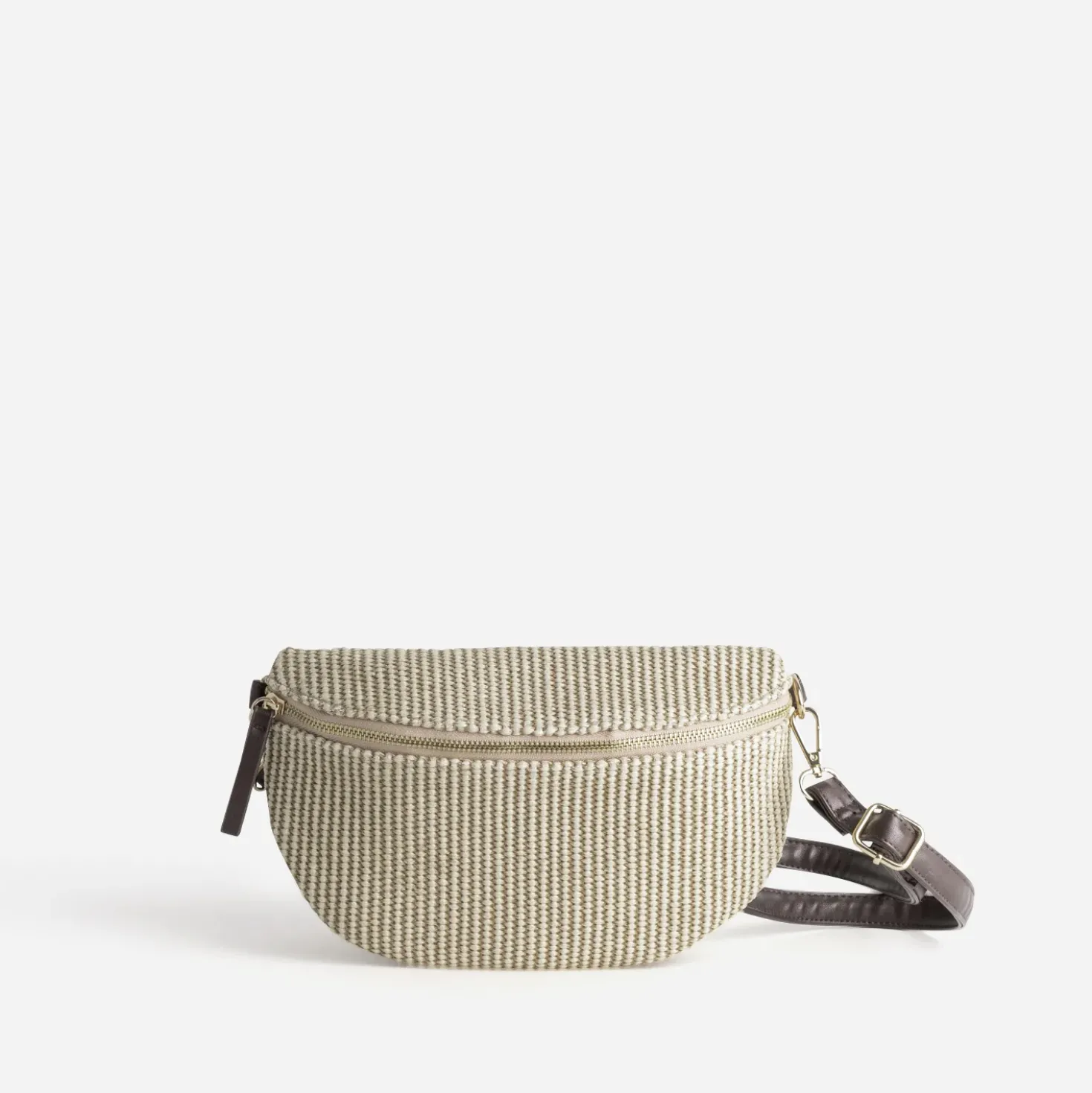 Sac-banane beige tressé et chocolat