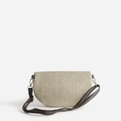 Sac-banane beige tressé et chocolat