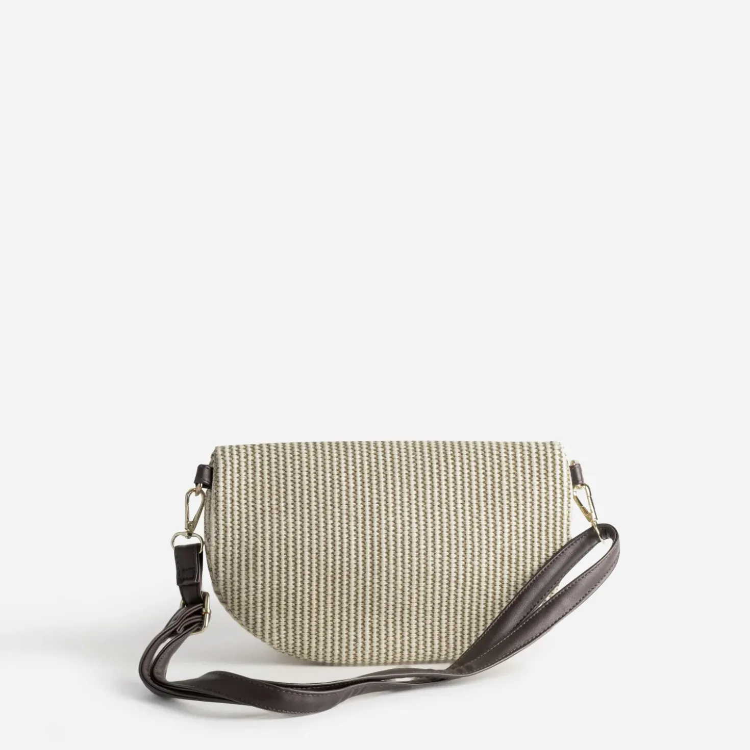 Sac-banane beige tressé et chocolat