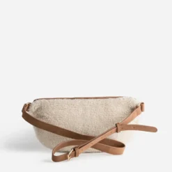 Sac-banane écru sherpa et camel