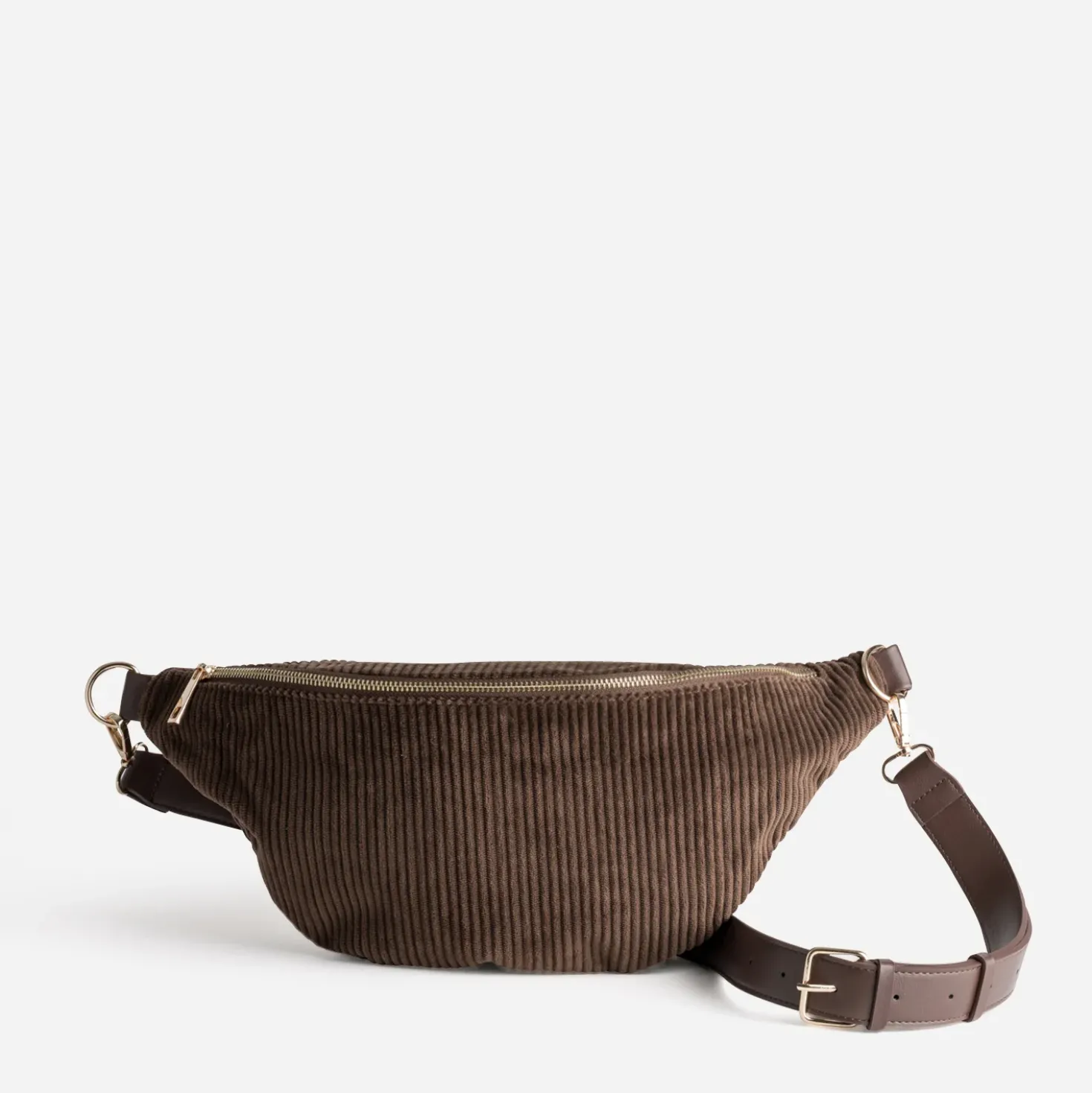 Sac-banane marron velours côtelé