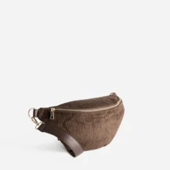Sac-banane marron velours côtelé