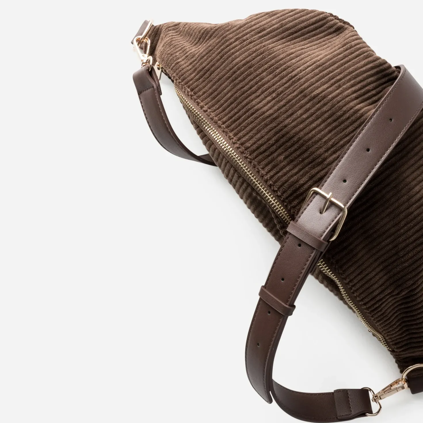 Sac-banane marron velours côtelé