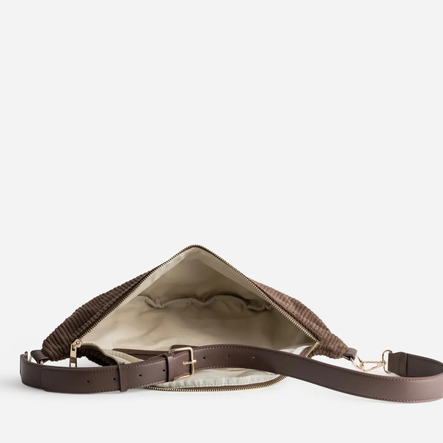 Sac-banane marron velours côtelé