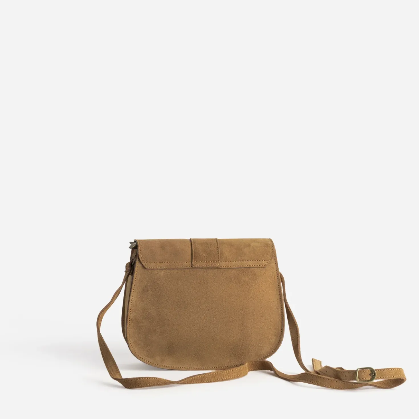 Sac bandoulière camel cuir velours