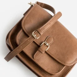 Sac bandoulière camel deux compartiments
