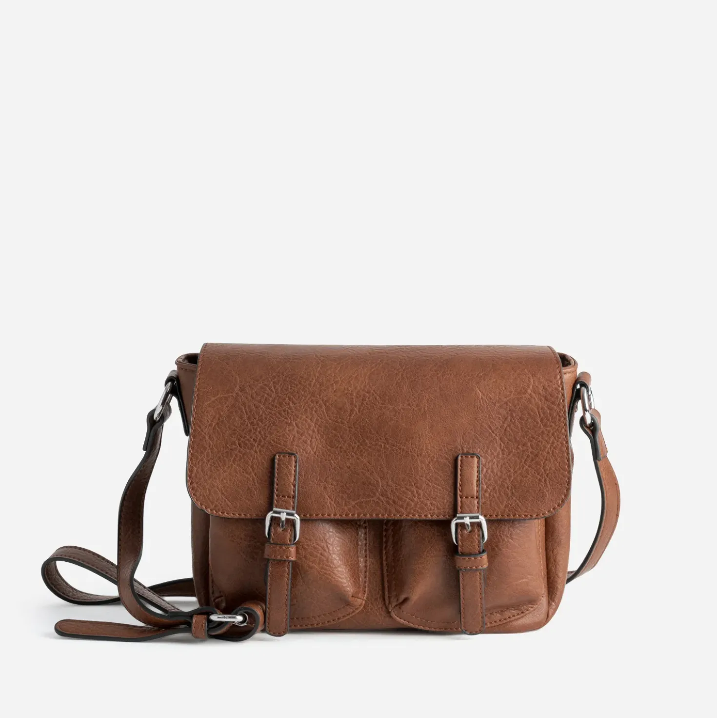 Sac bandoulière cognac à double boucle