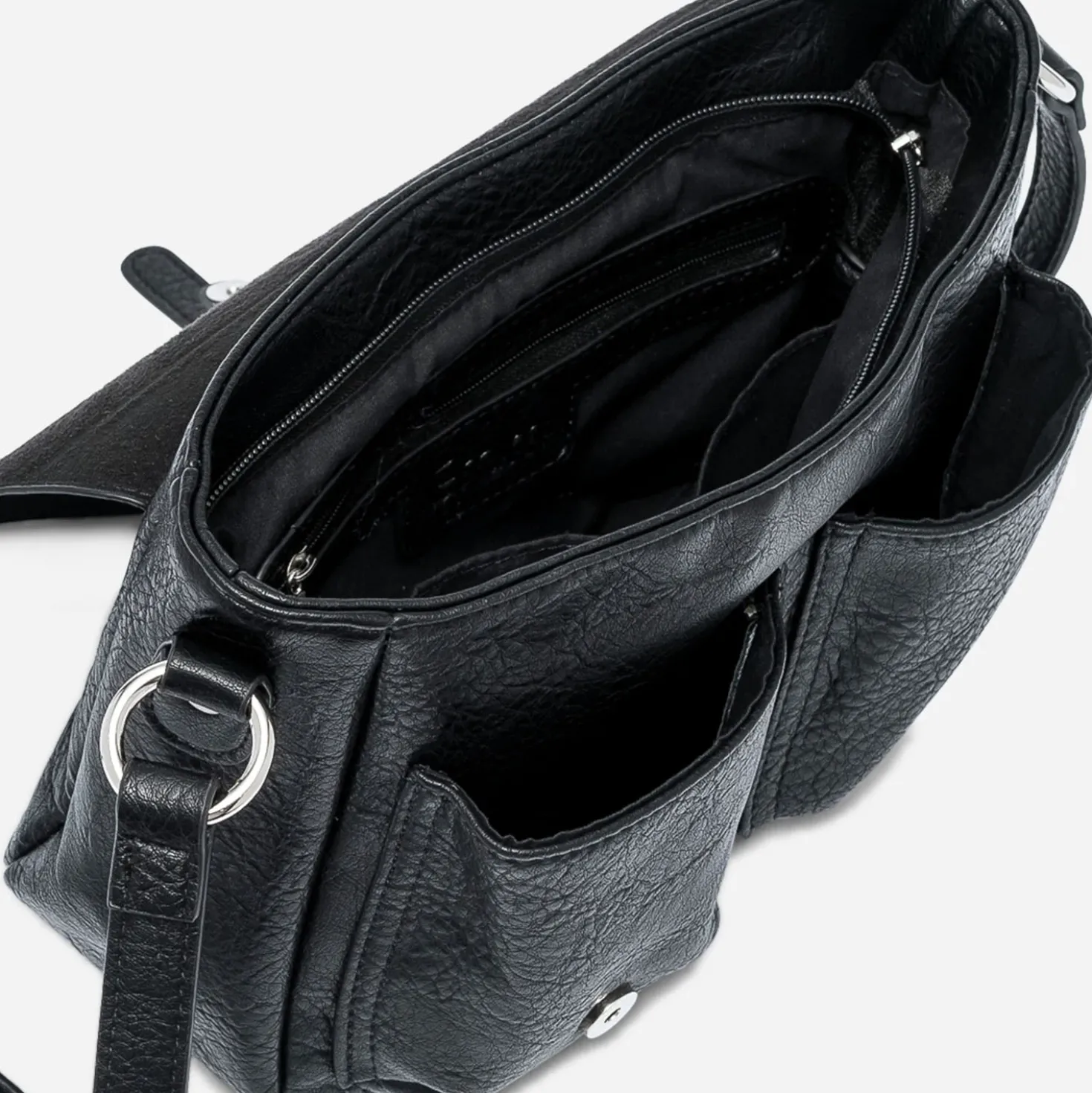 Sac bandoulière noir à double boucle