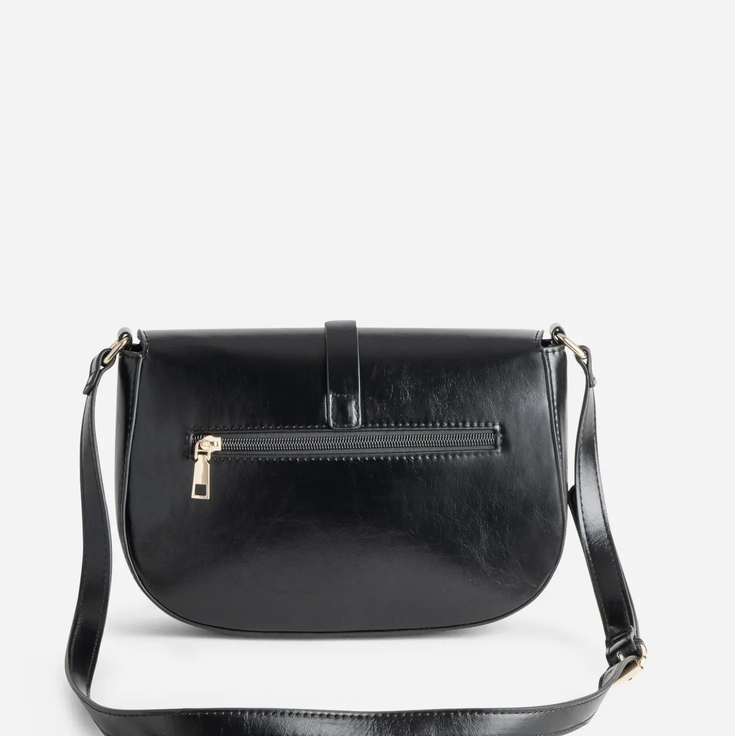 Sac bandoulière noir détails anneaux