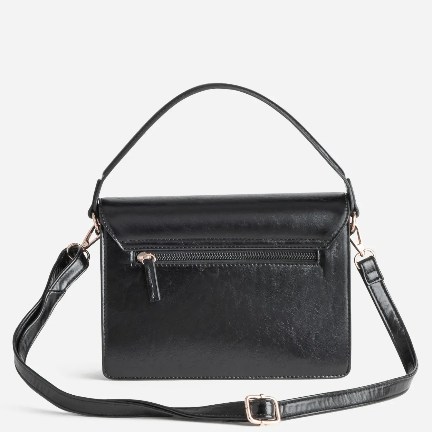 Sac bandoulière noir et motif carreaux