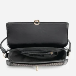 Sac bandoulière noir et motif carreaux