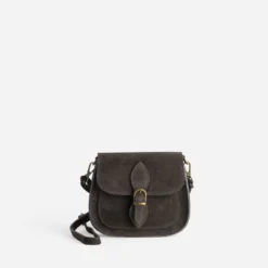 Sac bandoulière TEXTO marron cuir velours