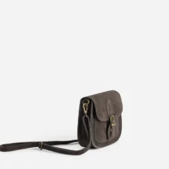 Sac bandoulière TEXTO marron cuir velours