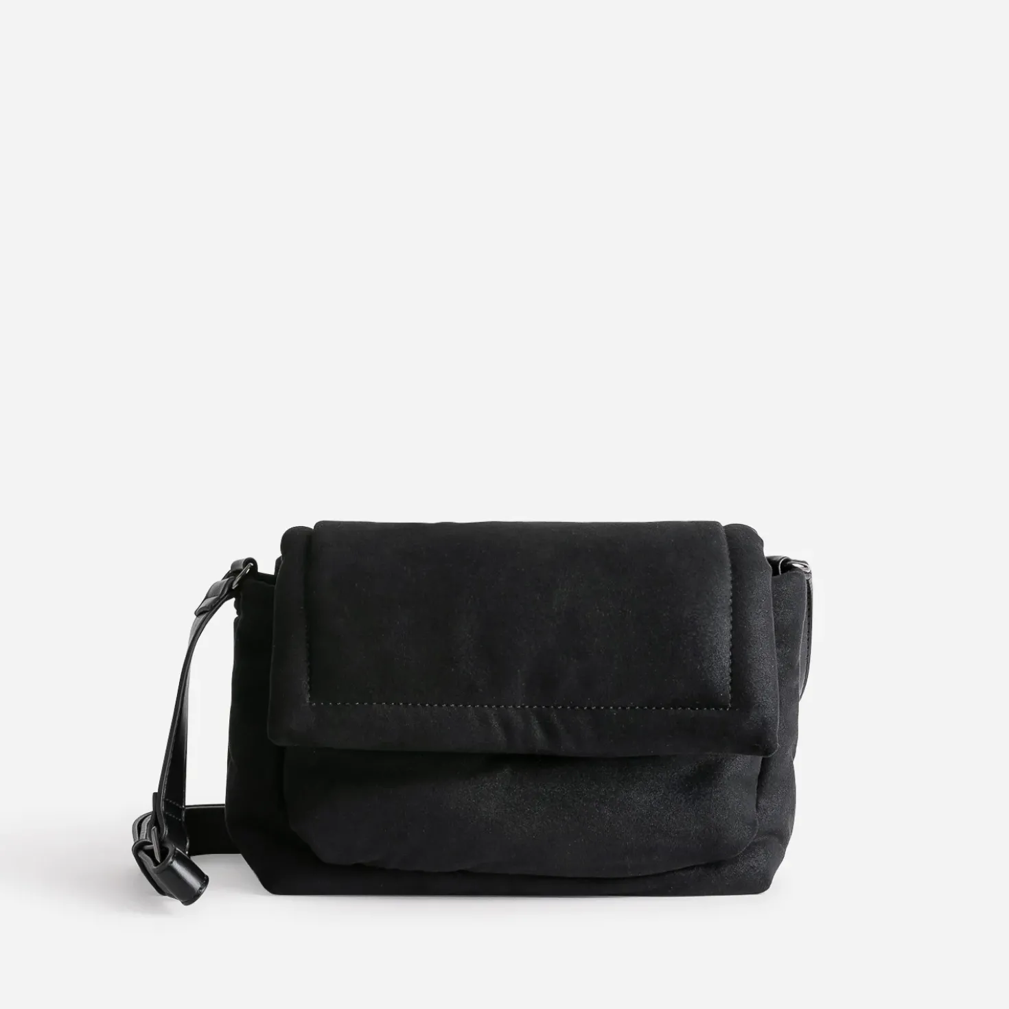 Sac bandoulière TEXTO noir irisé textile suédé