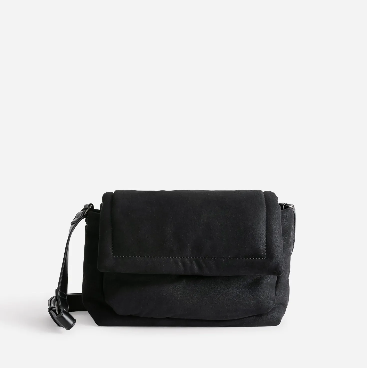 Sac bandoulière TEXTO noir irisé textile suédé